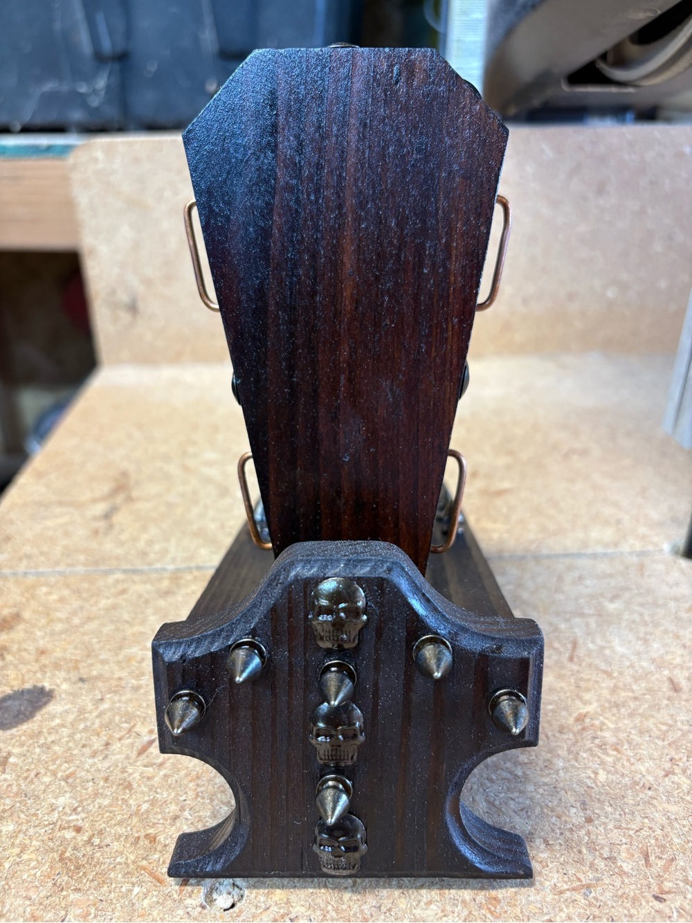 Gothic/Punk handmade wood phone stand (00027)